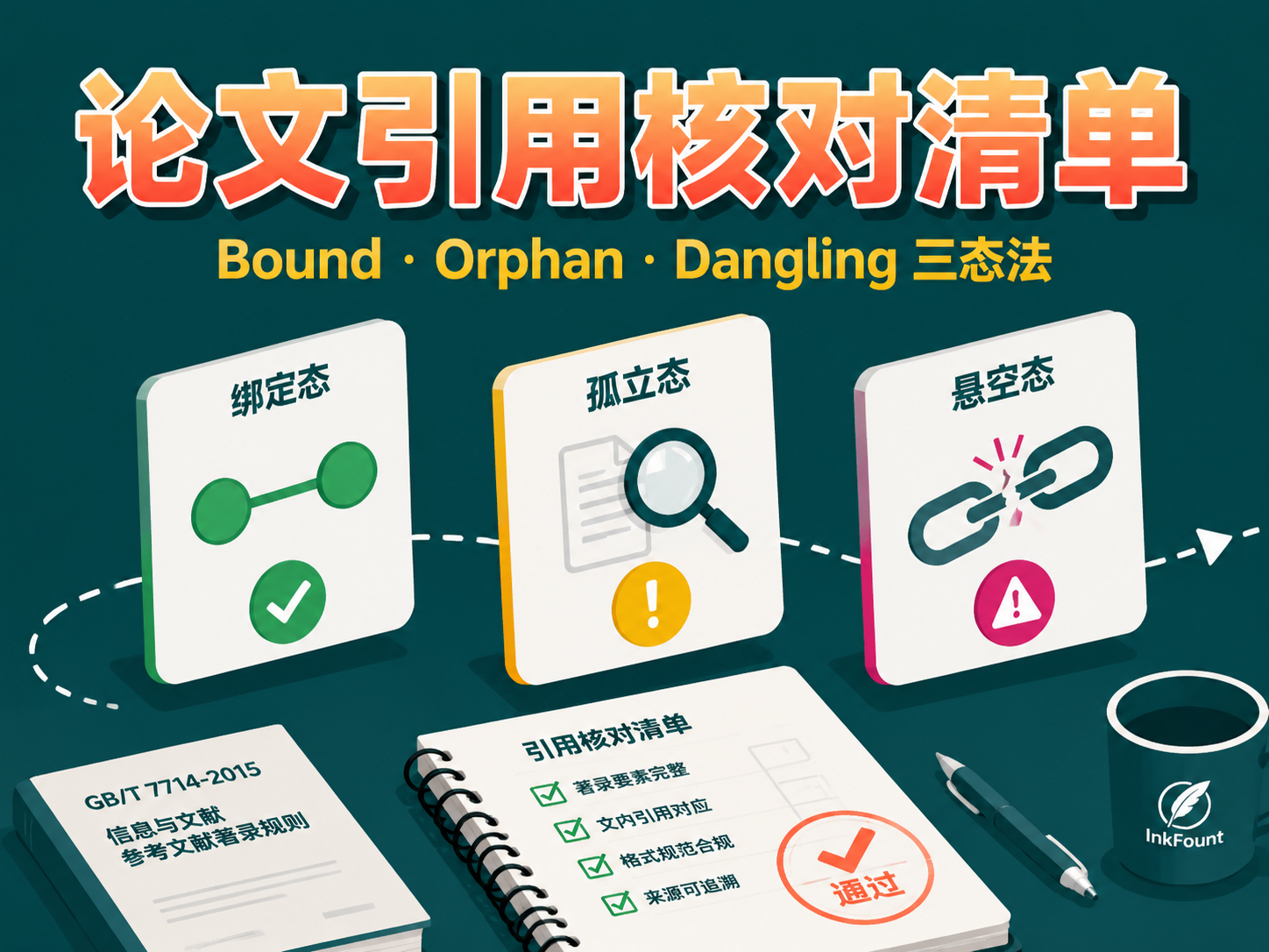论文引用核对清单:用 bound / orphan / dangling 三态法逐项检查,交稿不返工