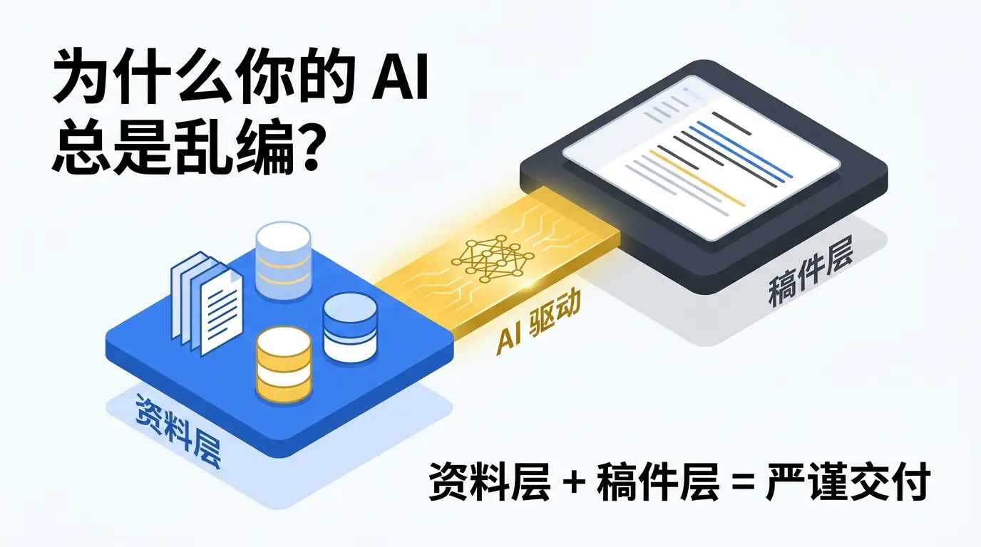 为什么你的 AI 写作总是“乱编”？因为你把资料层和稿件分家了